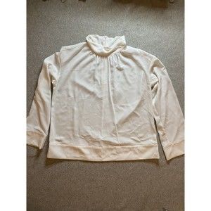 Elizabeth and James Womens High Collar Long Sleeve Cream Polyester Blouse Medium